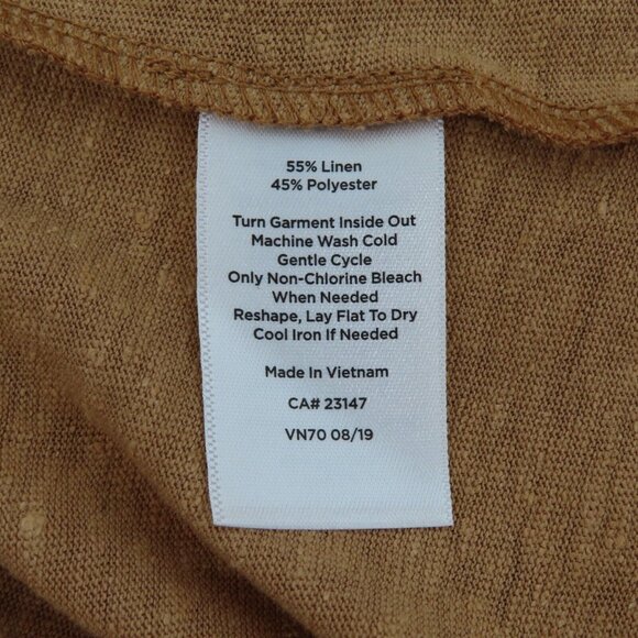 Talbots Womens Medium Linen Blend Y Neck Heathered Tan Brown Shirt Top NEW - Picture 8 of 10